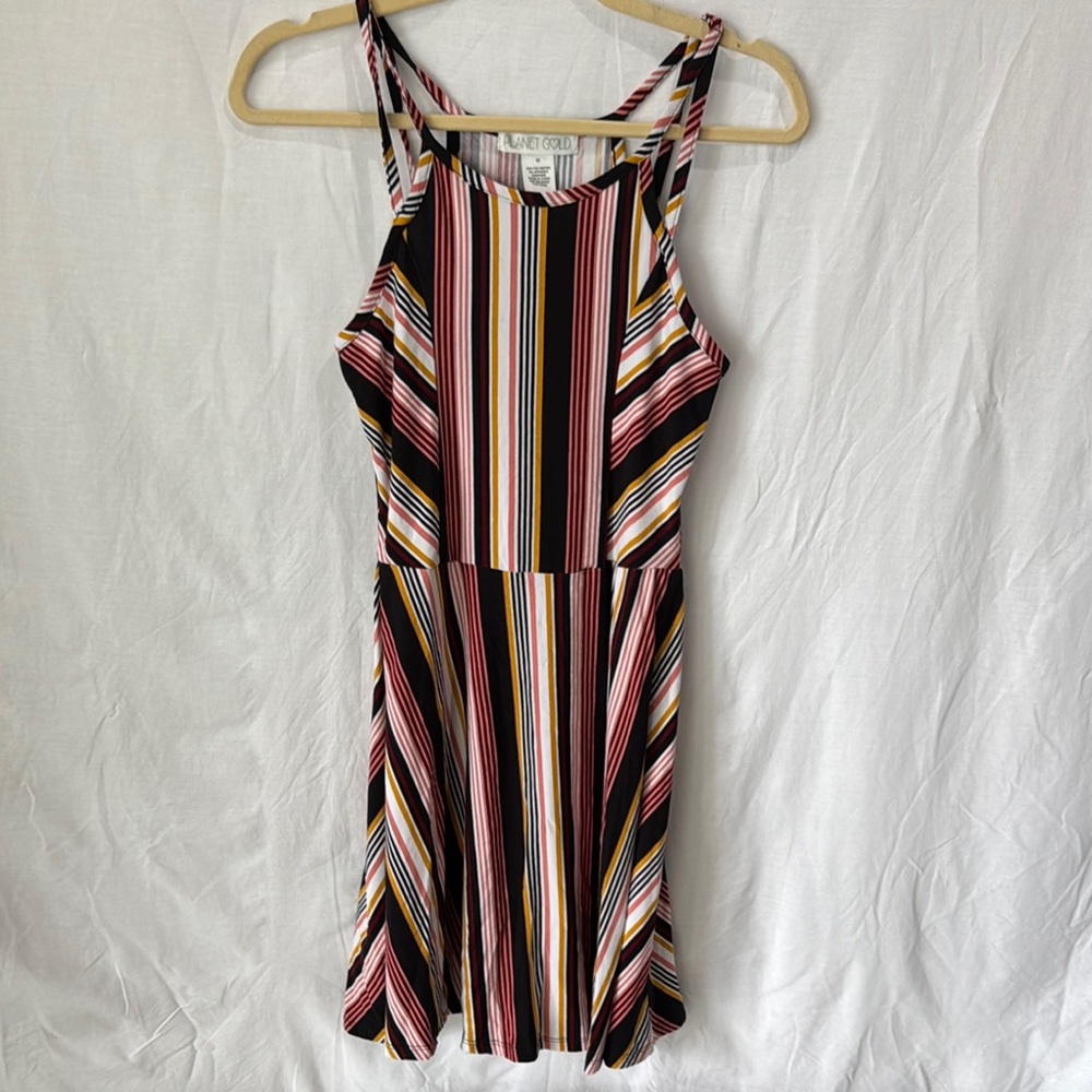 Planet Gold Multicolor Striped Mini Dress